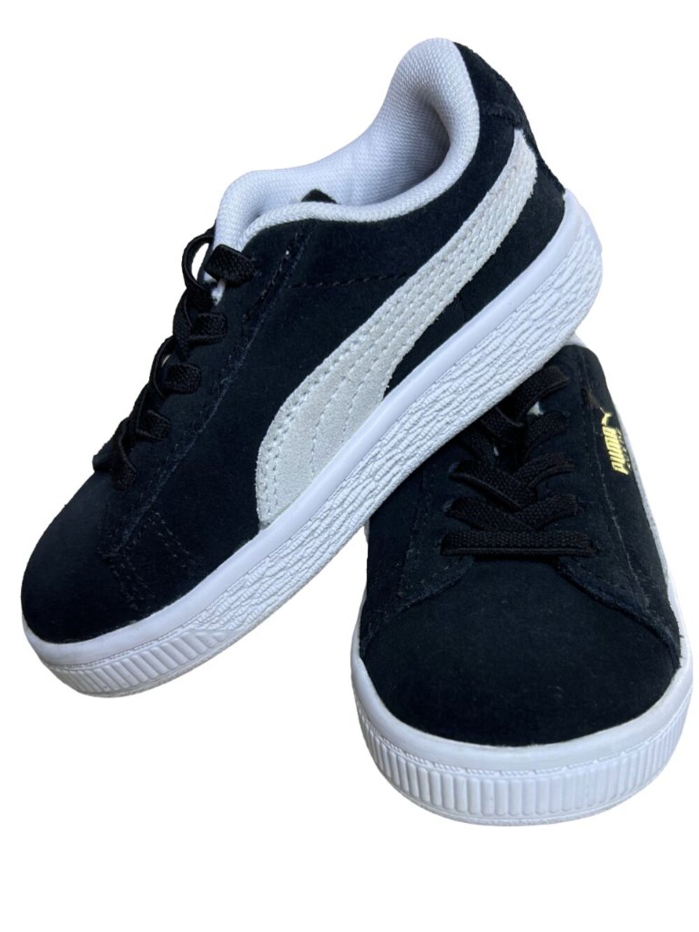 Puma Suede Classic Toddler Sneakers Black White 7C